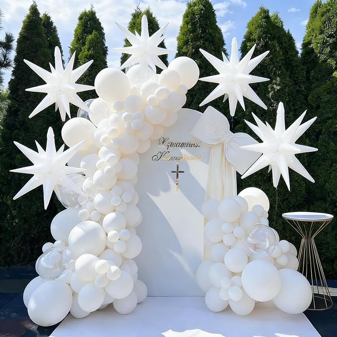 HILAVO 6PCS White Star Balloons, 22Inch Huge White Explosion Star Balloons - Image 5