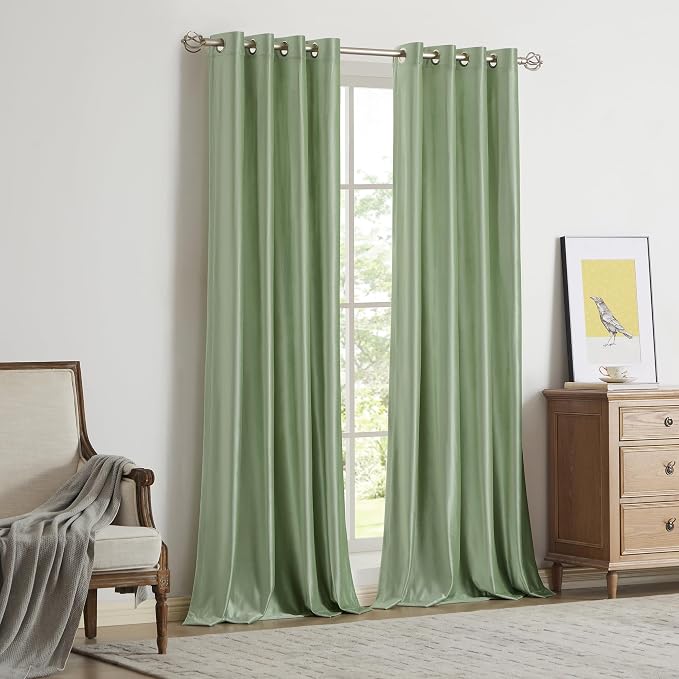 BULBUL Velvet Sage Green Blackout Curtains 90 inch Long - Image 7
