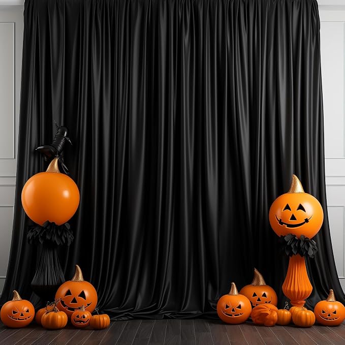 Black Backdrop Curtain for Wedding Parties Backdrop Drapes 10x8FT | Wrinkle - Image 5