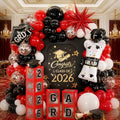 2026 Graduation Decorations Class of 2026 Red and Black Balloons Arch kit by Jobkoo