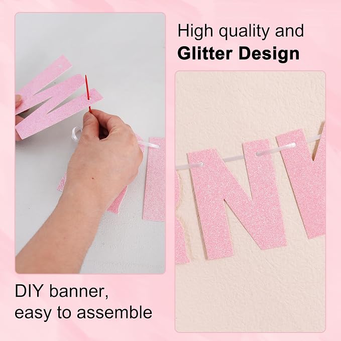BEISHIDA Glitter Dark Pink 116 PCS A-Z DIY Letter Custom Banner Party Decor | - Image 2