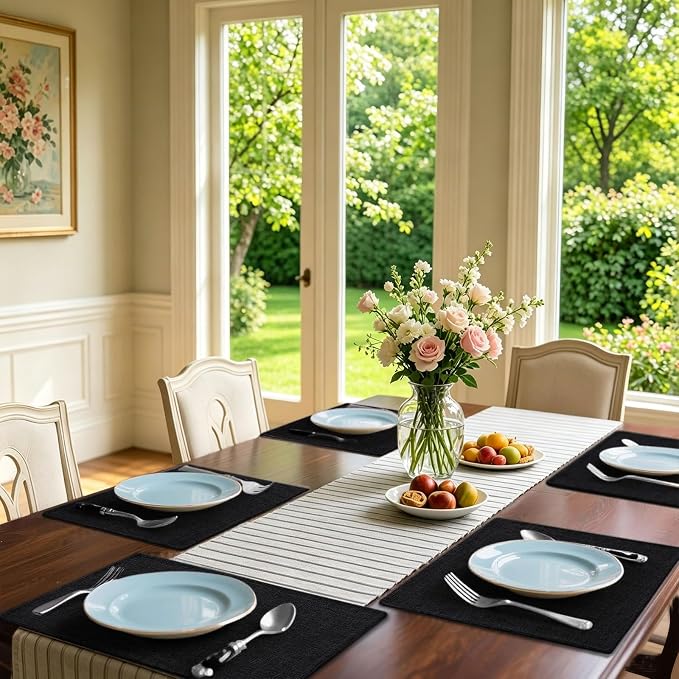 Homaxy Cloths Placemats for Dining Table Set of 4, Cotton Linen Blend Table Mats - Image 2
