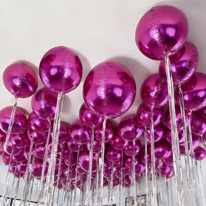 12Pcs Hot Pink Round Balloons Foil, Large Hot Pink Metallic Balloons - Image 7