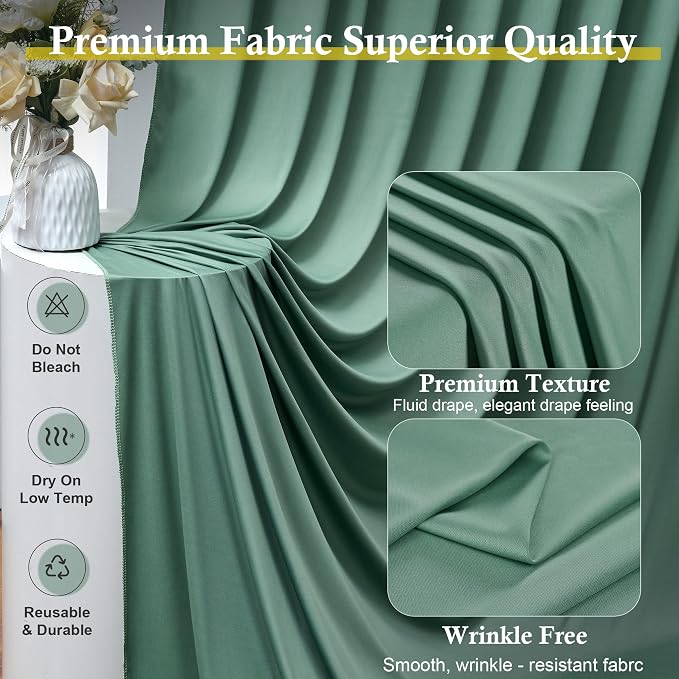 50ft x 15ft Grayish Green Backdrop Curtains - Image 2
