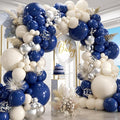 154Pcs Navy Blue Silver Balloons Garland Arch Kit by Unknown
