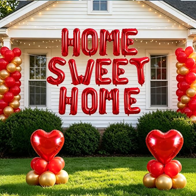 TONIFUL 16 Inch Red HOME SWEET HOME Letter Balloon Decor - Image 4