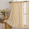 YJ YANJUN Boho Lace Curtains 36 inch Length 2 Panels, Vintage Floral Crochet by YJYANJUN