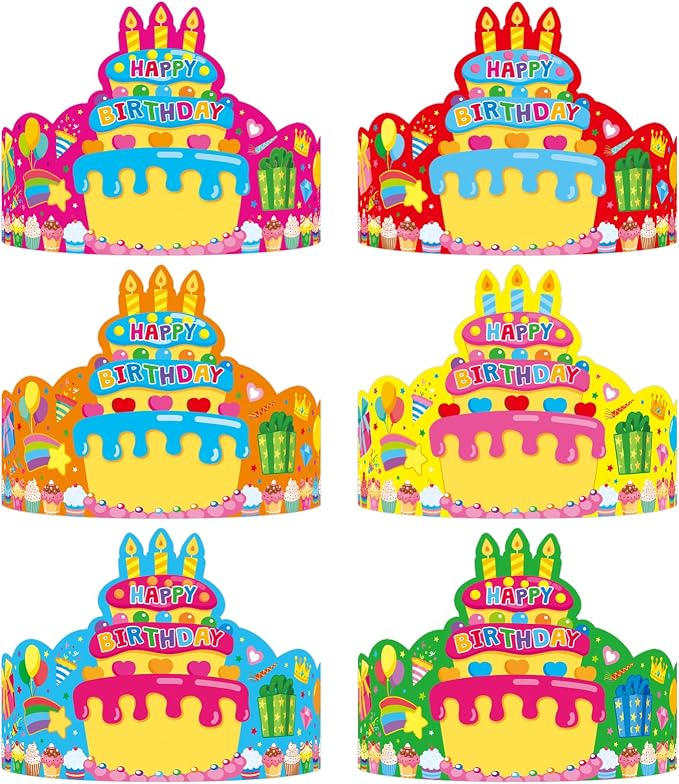 36 Pack Birthday Crowns for Kids Colorful Paper Party Hats Birthday Crown Set by TENDFINE