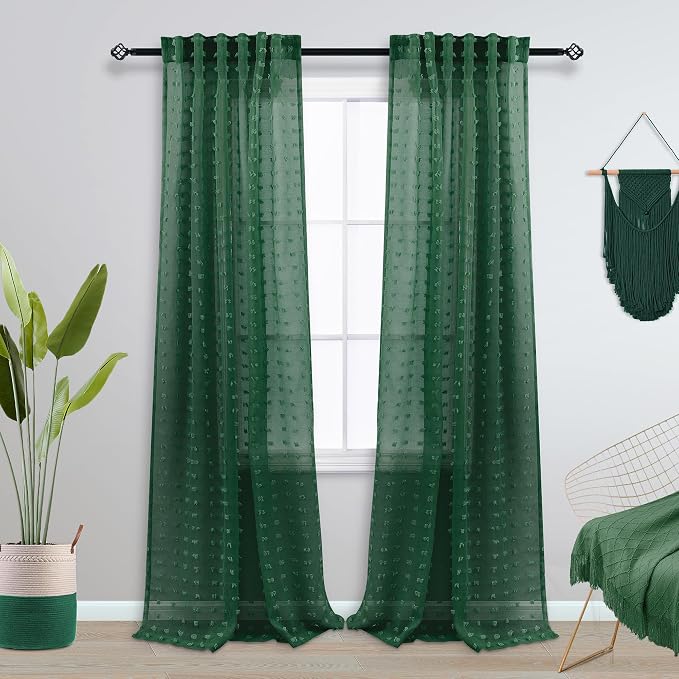 KOUFALL Dark Emerald Green Curtains - Image 2