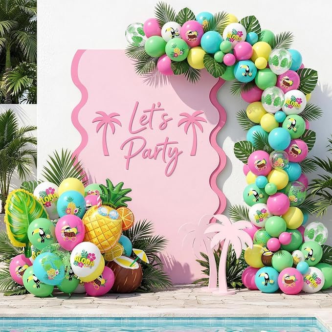 Tropical Balloons, 12 Inch Colorful Hawaiian Latex Balloons - Image 5
