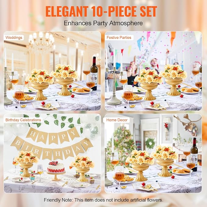 VEVOR 10PCS 16cm/6.3” Tall Wedding Flower Vase, Metal Wedding Centerpiece - Image 6