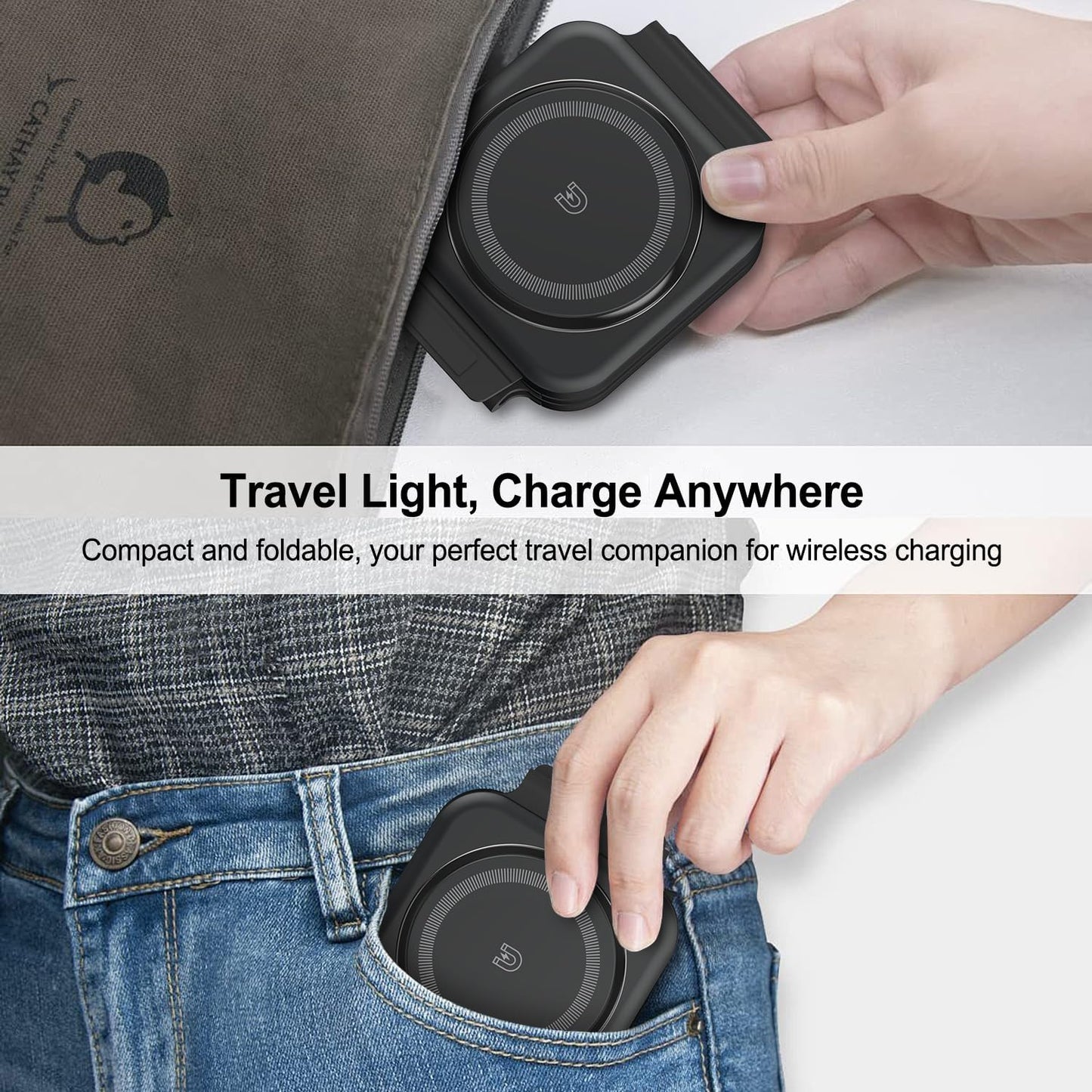 Wireless Charging Station for Apple Multiple Devices - 3 in 1 Foldable Magnetic Wireless Charger - Travel Charging Pad for iPhone 16 15 14 13 12 Pro Max Plus Watch & AirPods (Black)