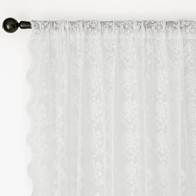 Anmao Vintage Lace Curtains 80 Inches Long 2 Panels Set, Romantic Elegant Light - Image 6