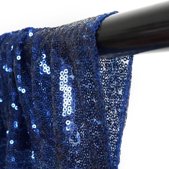 Eternal Beauty Navy Blue Sequin Backdrop Curtains, 2 Panels 2x8FT | 3mm Sparkle - Image 7