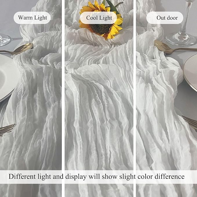 6Pack White Cheesecloth Table Runner 20 x 120 inch Gauze Table Runner | White - Image 5