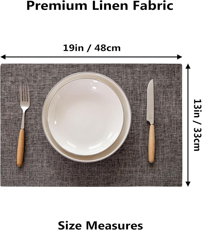 Demetex Placemats Table Mats Set of 6 Heat Resistant Washable Cloth Place Mats - Image 2