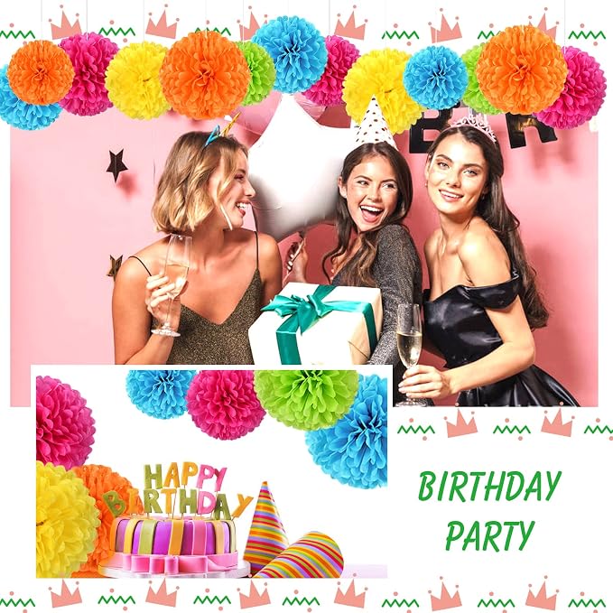 Tissue Pom Pom Paper Flower Ball Party Decorations - Image 6