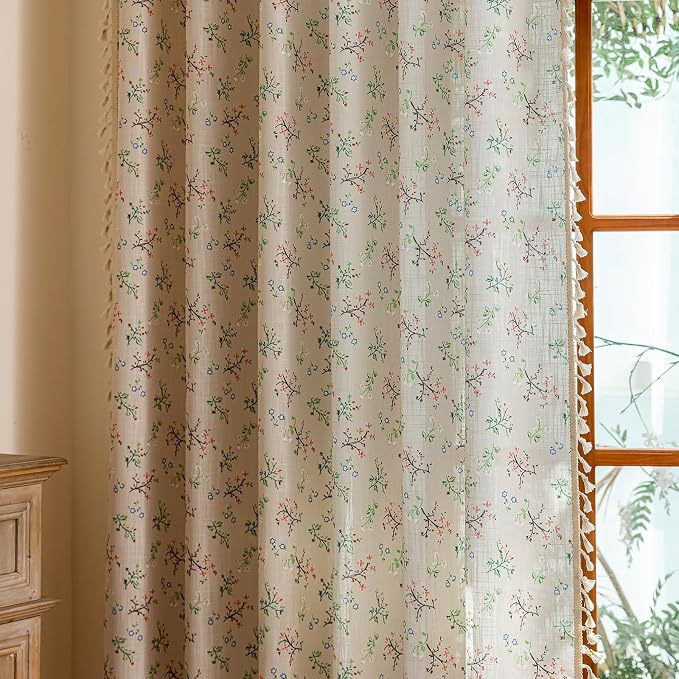 ENJOYBRIDAL Floral Living Room Curtains 84 Inches Long Doorway Vintage Semi - Image 7