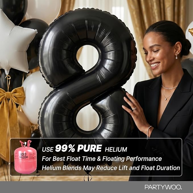 PartyWoo Number Balloons 40 Inch Black Number 18 Kit 33pcs - Image 5
