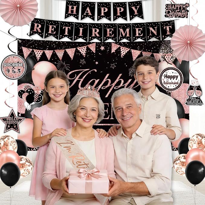 Retirement Party Decorations for Women Rose Gold Retirement Crown and Sash - Image 6