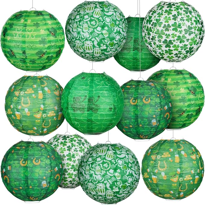 Panelee 12 Pcs St Patricks Day Party Decorations Paper Lanterns Hanging Round by Panelee