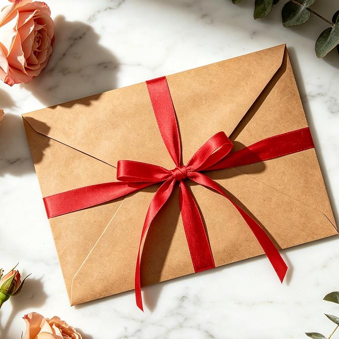 30Yards Thin Red Ribbon 3/8In for Gift Wrapping Wedding Christmas Decor | Silky - Image 9