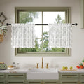 Anmao Vintage Lace Valance Kitchen Curtains 24 Inches Long 2 Panels, Semi Sheer by Anmao