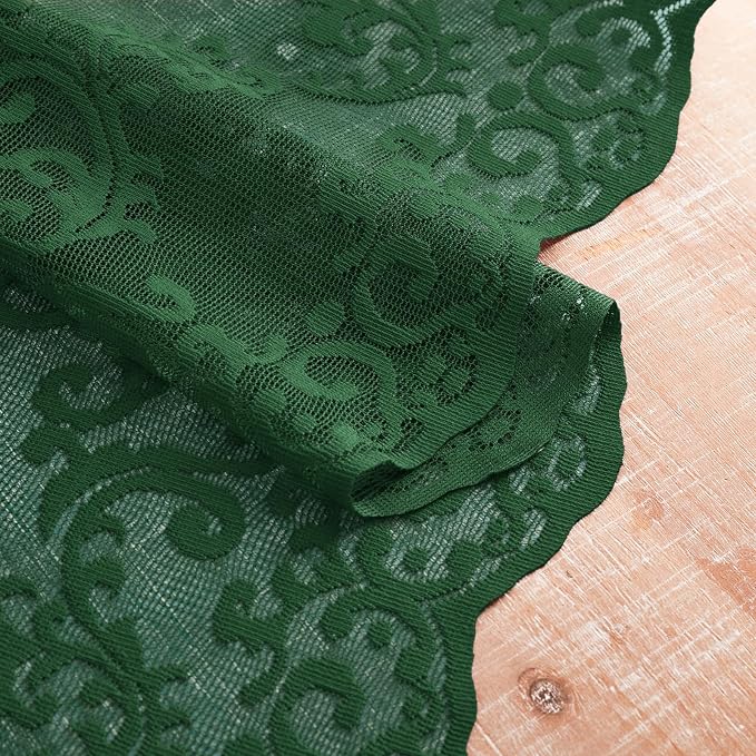 Dark Green Lace Curtains 84 Inches Long 2 Panels Country Vintage Sheer Lace - Image 7