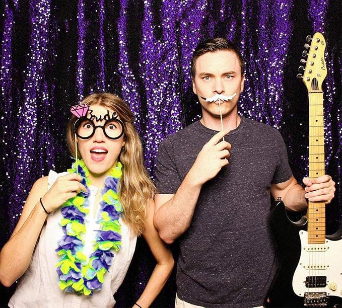 JYFLZQ Purple Sequin Backdrop Curtains 10ft x 10ft 1 Panel Glitter Photo Booth - Image 2