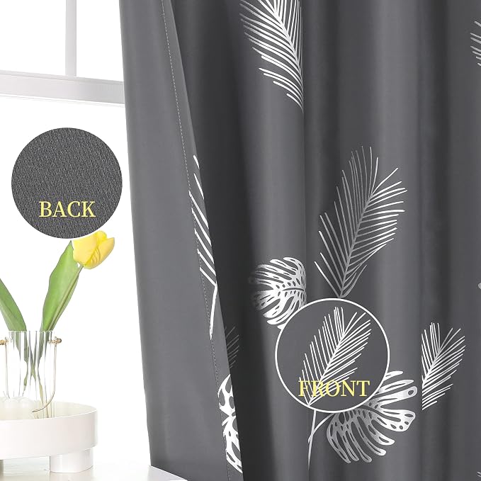 Window Curtain 2 Panels Blackout Thermal Insulated Light Blocking Silver - Image 4
