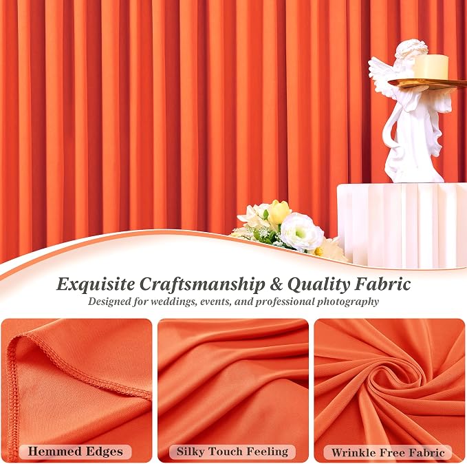 10 ft x 10 ft Wrinkle Free Orange Backdrop Curtain - Image 2