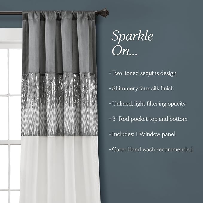 Lush Decor Night Sky Window Curtain Panel, Single 42"W x 95"L Gray & White - Image 6