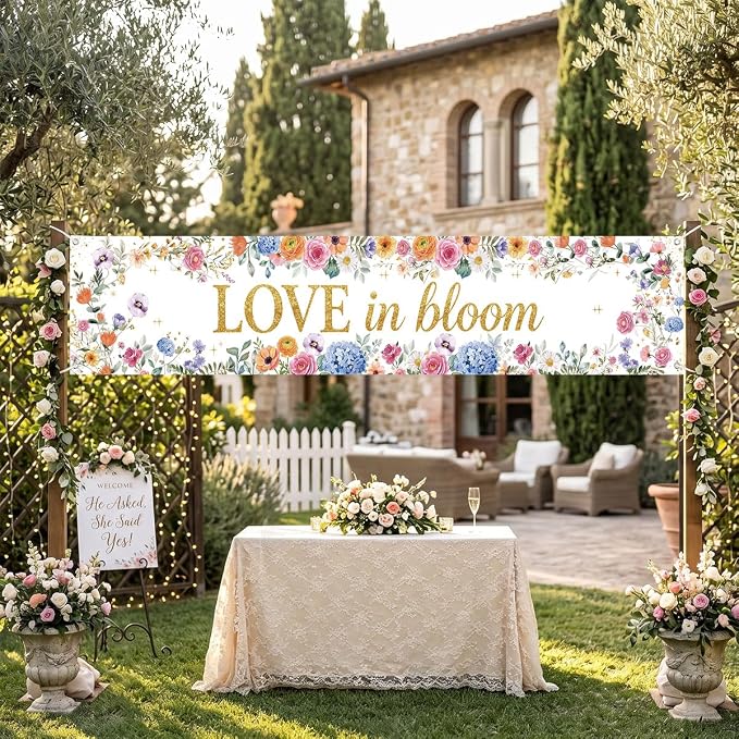 Love In Bloom Wildflower Bridal Shower Wedding Banner Decorations | Reusable - Image 3