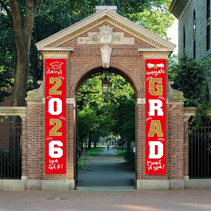 Graduation Decorations 2026 Banner Porch Sign Red Gold - Image 4