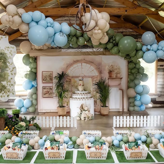 Sage Green and Blue Balloons, Baby Boy Shower Balloons - Image 8