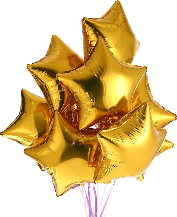 18" Gold Star Shaped Foil Balloons Mylar Helium Balloons - Image 2