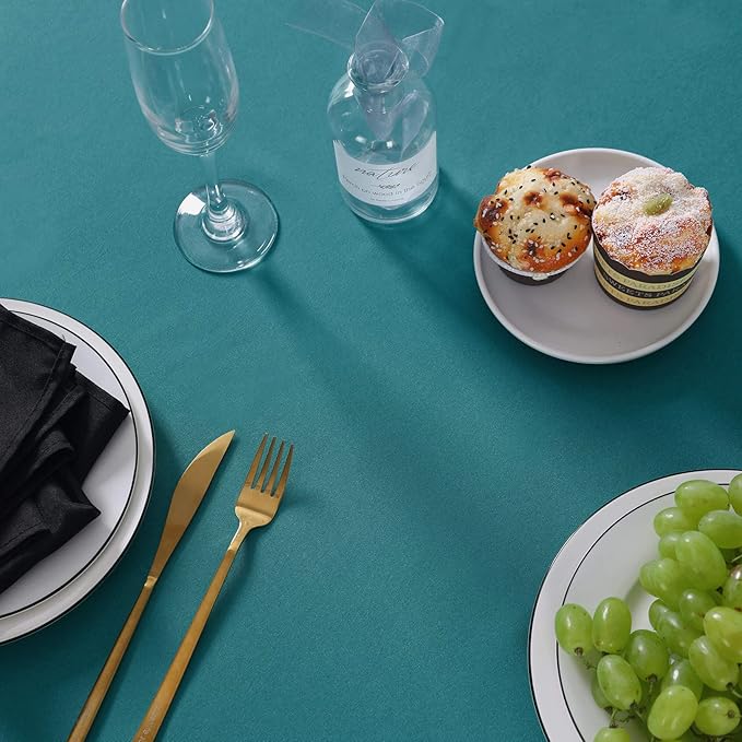 90 inch Round Tablecloth Washable Polyester Table Cloth Decorative Table Cover for Wedding Party Dining Banquet（90 inch,Teal）