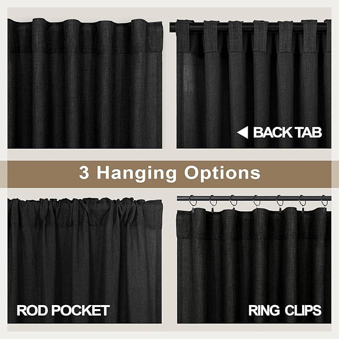 Pitalk Black Linen Sheer Curtains 72 Inch Length - Image 5