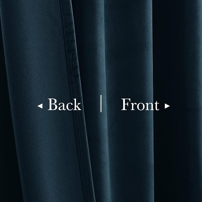 Extra Wide Velvet Curtains Luxury Navy Blue Room Darkening Thermal Insulated - Image 3