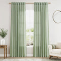 Mist Sage Linen Curtains 84 Inch Length 2 Panels Set by Nanspring
