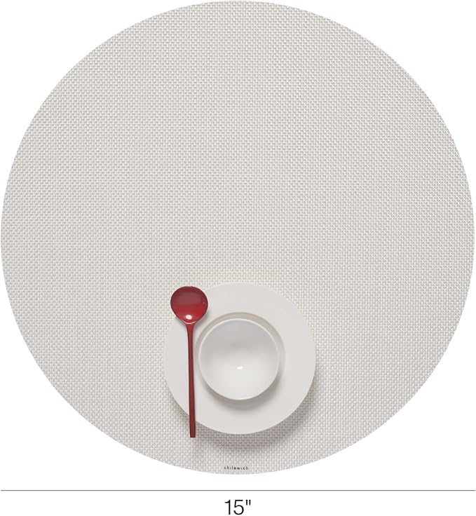 Chilewich Mini Basketweave Placemats, Round Woven Placemats Set of 4 | Reusable - Image 2