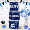 Turypaty Blue Silver Happy Birthday Decorations Boxes by Turypaty