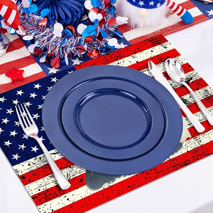 50Pcs Patriotic Disposable Paper Placemats American Flag Vintage Table Mats | - Image 3