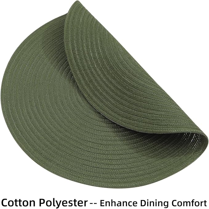 SHACOS Round Placemats Set of 8 Washable 15 inch Round Table Mats Cotton - Image 3