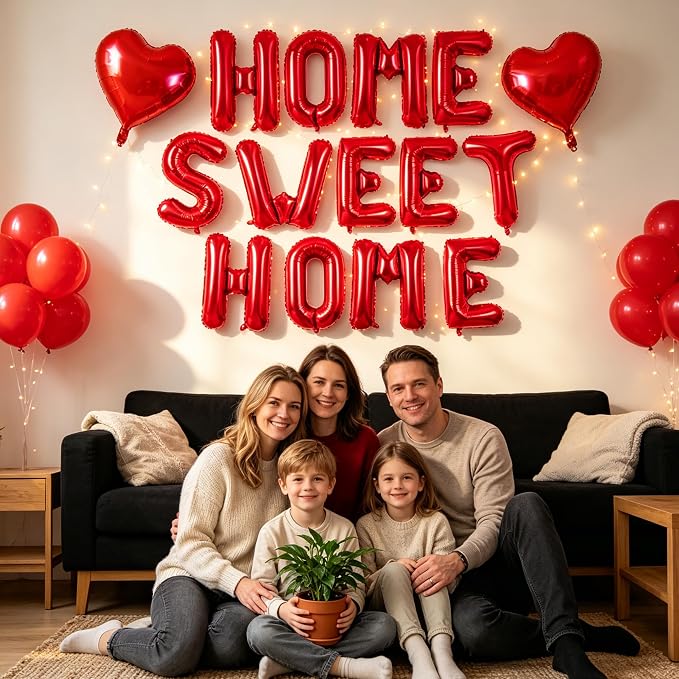 TONIFUL 16 Inch Red HOME SWEET HOME Letter Balloon Decor - Image 3