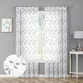 Tollpiz Grey Leaf Sheer Curtain Living Room 54 x 72 Inches | Leaves Embroidered by Tollpiz