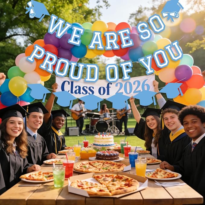We Are So Proud Of You Banner Graduation Party Decorations Congrats Grad Cap - Image 4