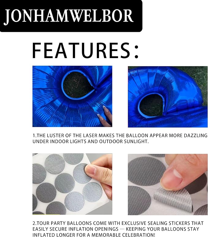 Jonhamwelbor 40 Inch Laser Blue Number 8 Balloon Foil Mylar Giant Balloon - Image 4