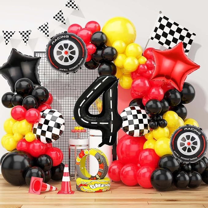 Race Car Balloons, 40 Inch Racetrack Number 4 Balloons, Big Number Balloons - Image 5