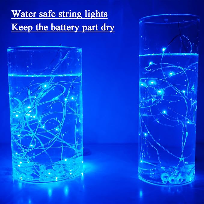 Twinkle Fairy Lights Battery Powered 3 Modes with Timer Firefly Lights 20 LED on 7.2feet Silvery Copper Wire for DIY Wedding Party Christmas Halloween Centerpiece Decorations 15 Pack (Blue)
